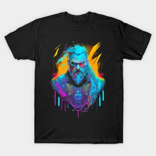 Neon Cyberpunk Viking - V1.10 T-Shirt